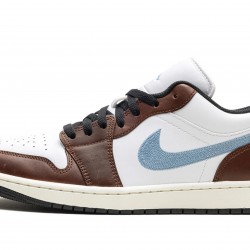 Nike Air Jordan 1 Low Mens Embroidered Swoosh - Mocha FQ7832-142 Shoes