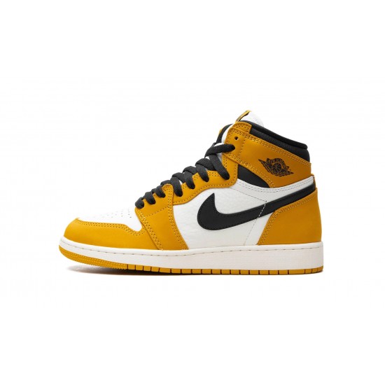 GradeSchool Nike Air Jordan 1 High Yellow Ochre Black FD1437-701 Shoes