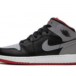 GradeSchoolNike Air Jordan 1 Mid Black Grey Red DQ8423-006 Shoes