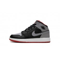 GradeSchoolNike Air Jordan 1 Mid Black Grey Red DQ8423-006 Shoes