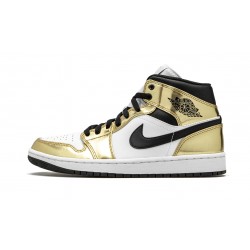 Nike Air Jordan 1 Mid Mens Metallic Gold Dc1419-700 Shoes