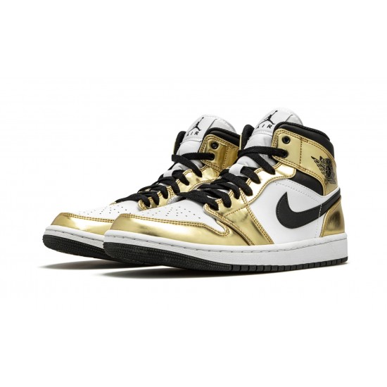 Nike Air Jordan 1 Mid Mens Metallic Gold Dc1419-700 Shoes