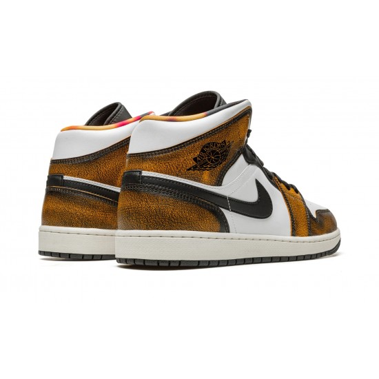 Nike Air Jordan 1 Mid Mens SE Orange Wear Away DQ8417-071 Shoes