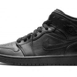 Nike Air Jordan 1 Mid Mens Triple Black 554724-093 Shoes