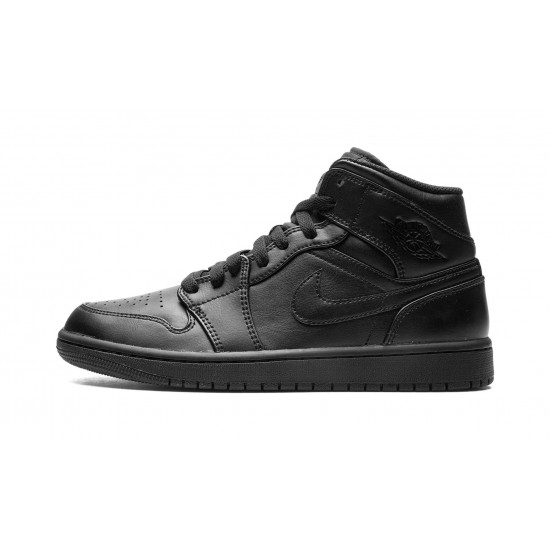 Nike Air Jordan 1 Mid Mens Triple Black 554724-093 Shoes