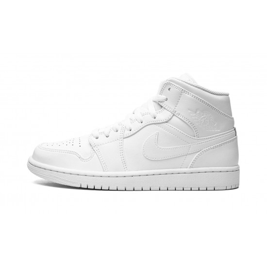 Nike Air Jordan 1 Mid Mens Triple White 554724-136 Shoes