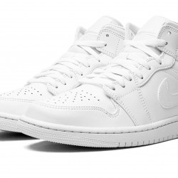 Nike Air Jordan 1 Mid Mens Triple White 554724-136 Shoes