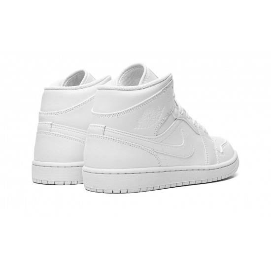 Nike Air Jordan 1 Mid Mens Triple White 554724-136 Shoes