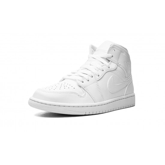 Nike Air Jordan 1 Mid Mens Triple White 554724-136 Shoes