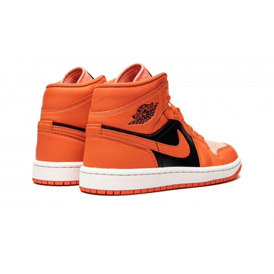 Nike Air Jordan 1 SE Mid Womens Orange  Black DM3381-600 Shoes