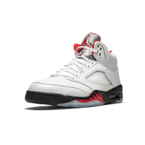 Nike Air Jordan 5 Mens Retro Fire Red Silver Tongue 2020 DA1911-102 Shoes