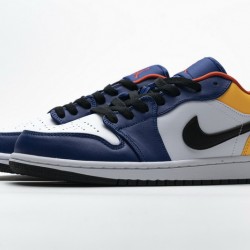 Air Jordan 1 Low "White Deep Royal Blue" Blue Yellow Orange 553558-123