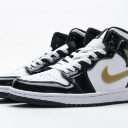 Air Jordan 1 Mid "Gold Patent Leather" Black Gold 852542-007