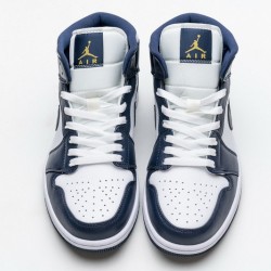 Air Jordan 1 Mid "Obsidian" Blue White 554724-174