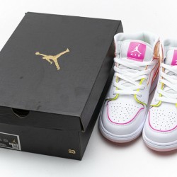 Air Jordan 1 Mid GS "Edge Glow" White Yellow Pink CV4611-100