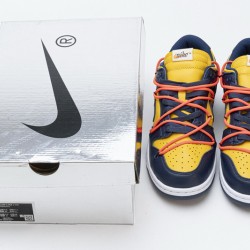 Off-White x Nike Dunk SB Low "White Michigan" Blue Yellow CT0856-700